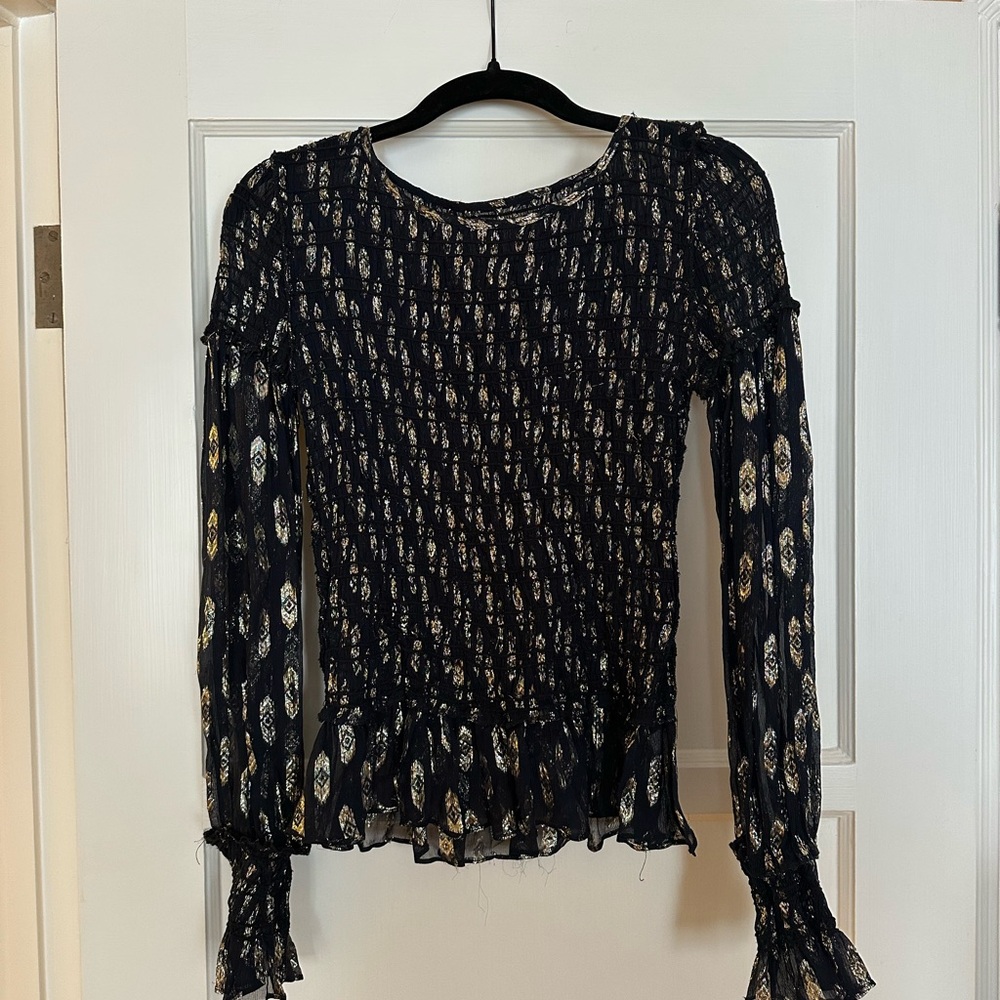LOVESHACKFANCY Gold Lurex Women's Top